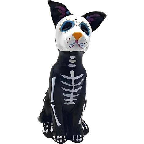Figurines squelettes chat et chien en résine, décoration gothique Fête des Morts, ornements Halloween pour table, maison et fête (1/5)