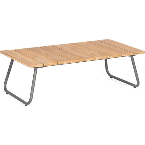 Sonnenpartner Woodland Loungetisch Gartentisch Aluminium mit Teakholz 140x70 cm (1/2)