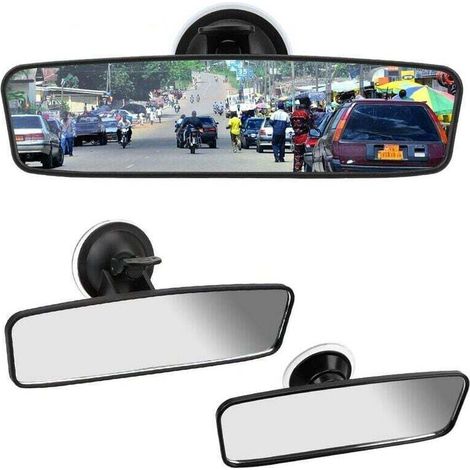 2PC Rétroviseur Intérieur Universel 360 ° Rotation Rétroviseur Grand Angle Ventouse Réglable Rétroviseur Auto Pièces Auto,CHINA,200x60mm pratique (1/4)