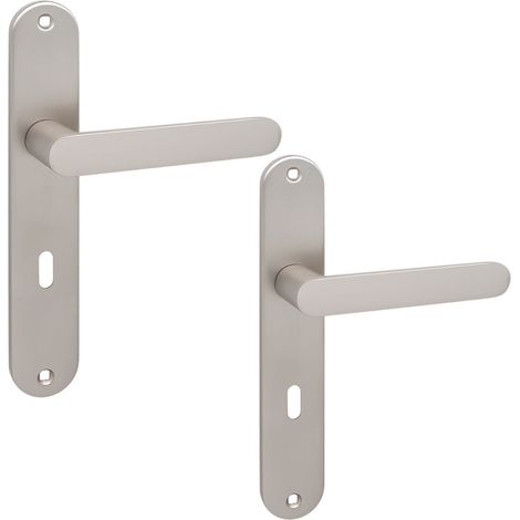 Manija de puerta interior en placa larga para llave Málaga Satinado Kuchinox KMG3M1A (1/4)