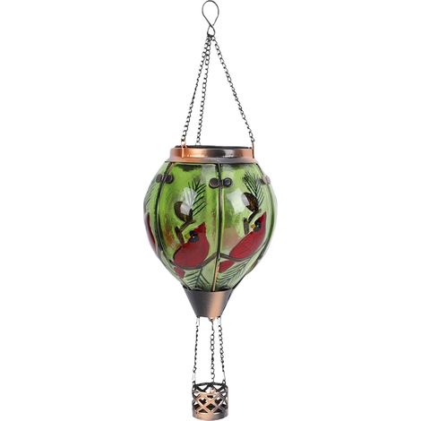 Lampe solaire suspendue pour cour, en verre étanche IP44, ballon à Air chaud accrocheur avec flamme scintillante verte (1/5)