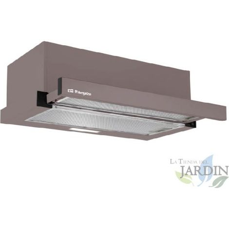Capote telescopica con finitura frontale in marrone Orbegozo.  Motore 65 W. Classe energetica C.