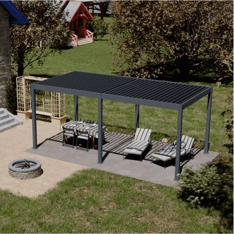 pergola bioclimatica motorizzata ombréa "elmo"  in alluminio antracite 598x293x256 cm