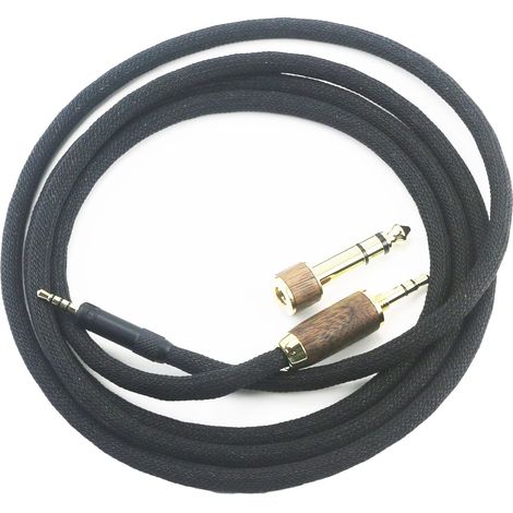Câble audio de rechange 7N OCC en cuivre plaqué argent compatible avec casque HD598 HD598SE HD560s HD598Cs HD598SR Coque en bois de noyer et adaptateur de 6,35 mm (1/5)