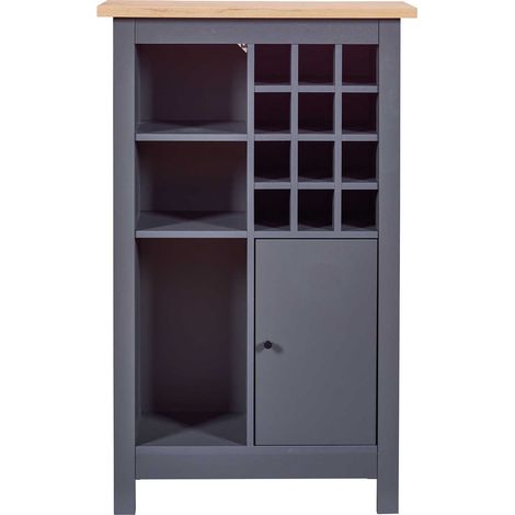Armoire à bouteilles, meuble de rangement coloris anthracite / chêne Artisan - longueur 76 x profondeur 33 x hauteur 124 cm (1/5)
