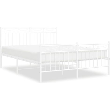 Maison Exclusive - Cadre de lit métal sans matelas et pied de lit blanc 140x200 cm (1/5)