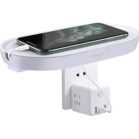 Étagère murale sans perçage, étagère murale gain de place pour prises électriques, petite étagère murale pour salle de bain, peut contenir des routeur