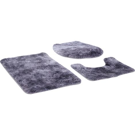 Ensemble de 3 tapis de bain antidérapants et doux pour couvercle de toilette, tapis de bain contour, décoration intérieure, violet (1/5)