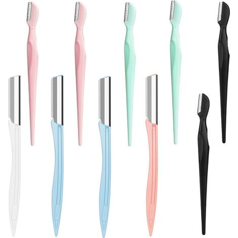 Augenbrauenrasierer – Klinge aus Edelstahl – Ergonomisches, gebogenes Design – Für Damen und Herren – 10 Stück (1/5)