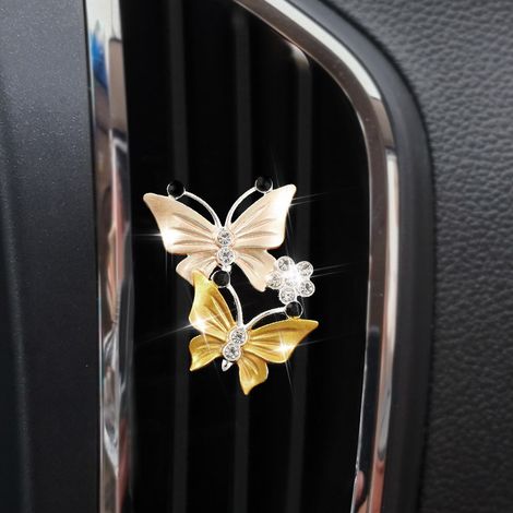 Clips décoratifs en forme de papillon pour grille d'aération de climatisation de voiture - Jaune - Lot de 4 (1/3)