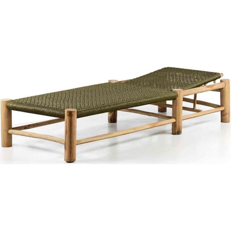 Lettino da giardino reclinabile in teak e corda verde - Terra (1/5)