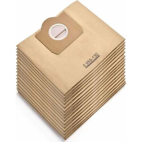 Lot de 15 sacs d'aspirateur Karcher 6.959-130.0 WD3 WD3P MV3, sacs filtrants en papier de rechange pour aspirateurs eau et poussière, pièces de rechange pour sacs accessoires Karcher WD3 Premium (1/4)