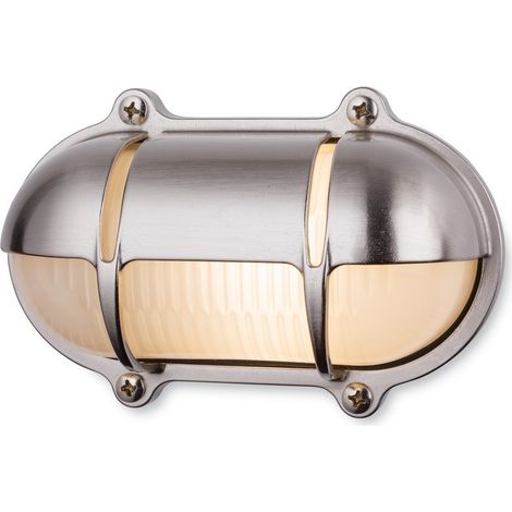 Firstlight Nautic Applique Murale Extérieure Laiton Ovale Finition Nickel IP64, E27