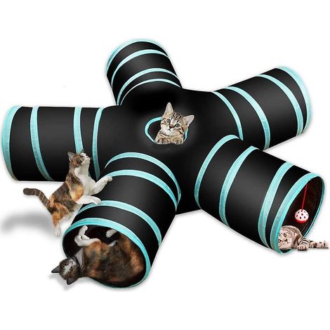 Tunnel interactif pliable à 5 voies pour chats