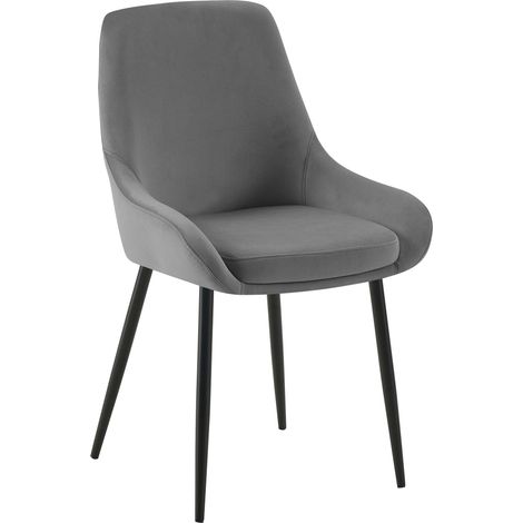 Silla de comedor x1 diseño elegante cómodo y moderno en terciopelo gris oscuro con estructura de metal negro 100007430 (1/5)