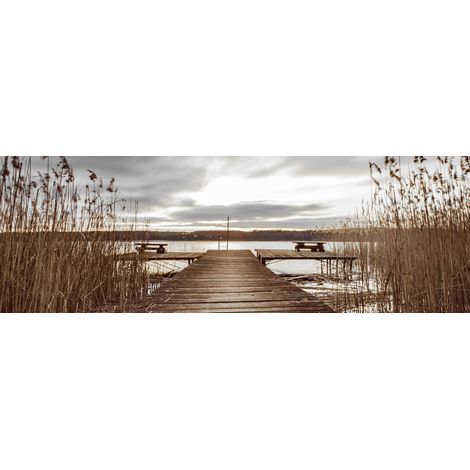 Tableau sur toile ponton et marais 30x97 cm - Impression sur Toile Murale Décorative - Image imprimée en HD sur Toile - Toile sur Châssis en Bois FSC - Fabriqué en France (1/5)