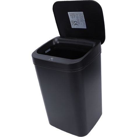 Poubelle à capteur de mouvement 18L, poubelle scellée, contrôle des odeurs, sans contact, étanche IPX5, pour cuisine, salle de bains, noire (1/5)