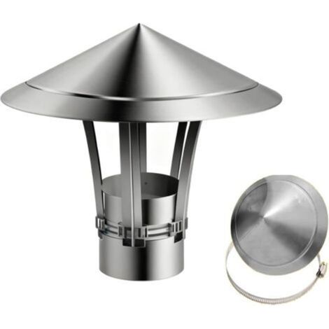 Neptune – Chapeau de cheminée inox 201 réglable 6-11-15 cm – Protection anti-oiseaux – Installation facile sans outils – Couvercle pour conduit de fumée