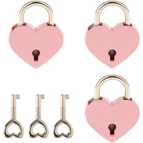 Petit cadenas métallique en forme de cœur avec clé, mini serrure compacte pour boîte à bijoux, coffret, tiroir, armoire et petits objets nécessitant une fermeture (1/5)