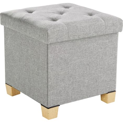 Sweetcrispy Pouf con vano portaoggetti, piccola panca pieghevole, 38 x 38 x 38 cm, contenitore con coperchio come sgabello e poggiapiedi, portata fino a 300 kg, per soggiorno, camera da letto (1/4)
