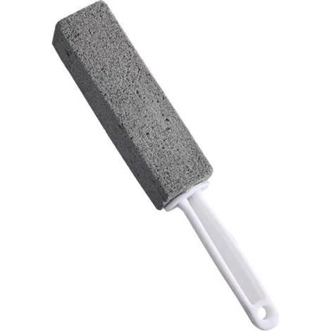 Pierre ponce naturelle nettoyante WC avec manche, brosse de nettoyage salle de bain grise (1/5)