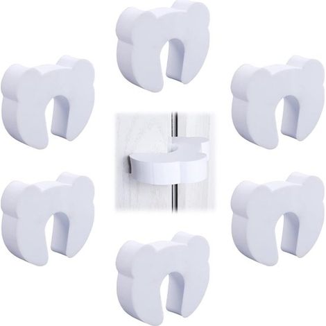 Paquete de 6 topes de puerta de seguridad para bebés,1,5 cm de grosor,Tope de puerta de espuma blanca antipinzamiento,Tope de puerta amortiguador (1/5)