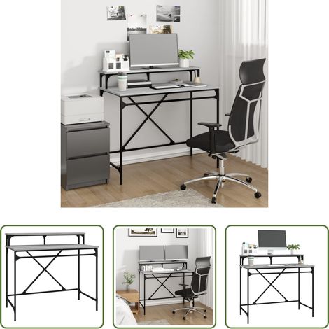 vidaXL Bureau en fer - Bureau sonoma gris 100x50x90 cm bois d'ingénierie et fer (1/5)