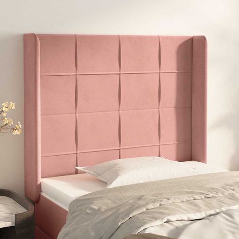 Tête de lit avec oreilles en velours rose réglable 83 x 16 x 118/128 cm - PANGIVO (1/5)