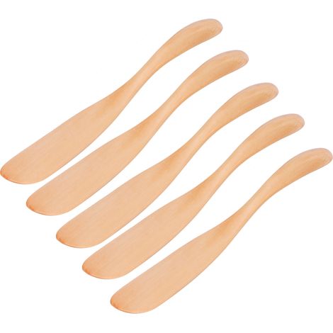 Ensemble de 5 couteaux à beurre en bois de style japonais, parfaits pour tartiner la confiture et le fromage, idéaux pour la cuisine.
