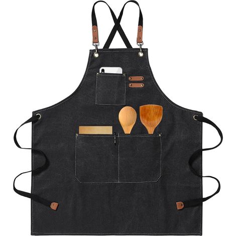 Unisex-Arbeitsschürze – 3 Taschen – verstellbarer Riemen – zum Kochen/Malen/Töpfern