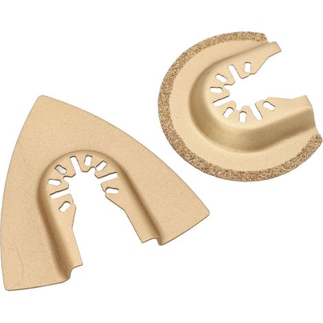 Set mit 10 halbkreisförmigen, dreieckigen Oszillationssägeblättern aus hochkohlenstoffhaltigem Stahl, vielseitig einsetzbar für Holz und Kunststoff (1/5)