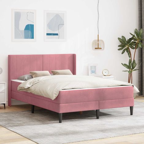 Cadre de lit avec matelas Rose 120 x 190 cm Velours (1/5)