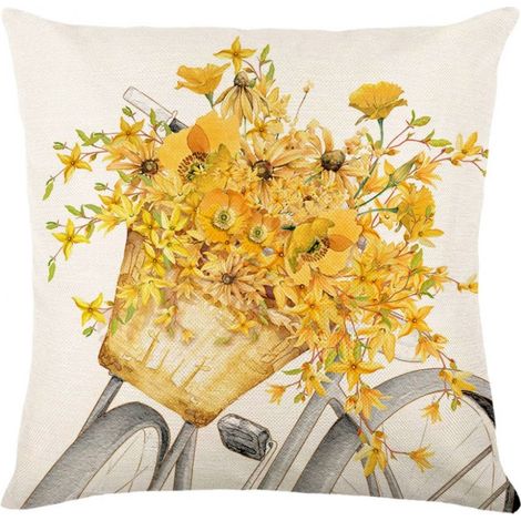 Federa in lino 45x45 cm con decorazioni floreali gialle JAŚ moda X (1/3)