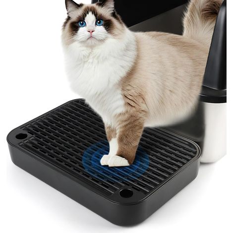 Litter Mat with Filter Function, Cat Litter Stairs, Ideal for Kittens and Aged Cats (Black) (1/5)