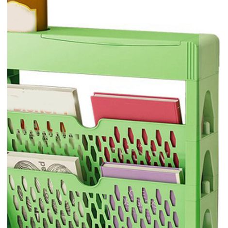 Bücherregal, Ablage für Schülerschreibtische, Aufbewahrungslösung, zweistöckig, einreihig, freistehend, grün (1/5)
