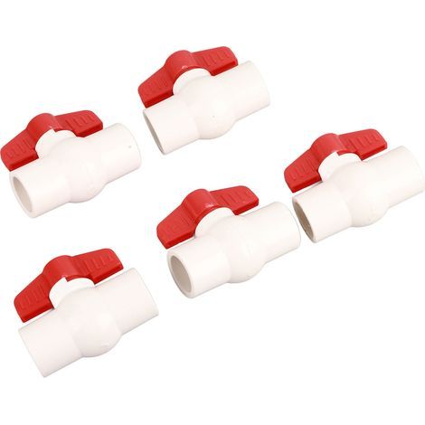 5 Stück Kugelhahn mit flachem T-Griff, PVC-Wasserzufuhr-Kugelhahnschalter für Schwimmbäder, 25 mm/1 Zoll (1/5)