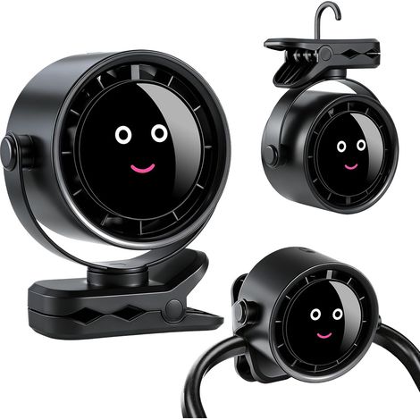 Ventilateur à pince sans pales rechargeable 5 vitesses rotation pour lit tente bureau voiture noir (1/5)