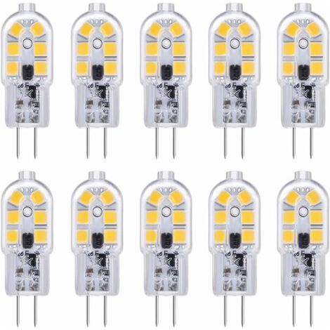 VtiziklAmpoule G4 LED 12V 2W Blanc Froid 6000K, 200LM, Équivalent Halogène G4 Bi-pin 10W 20W, LED Lampe G4 12V AC/DC pour Camping Car/Hotte Cuisine, non-dimmable, lot de 10