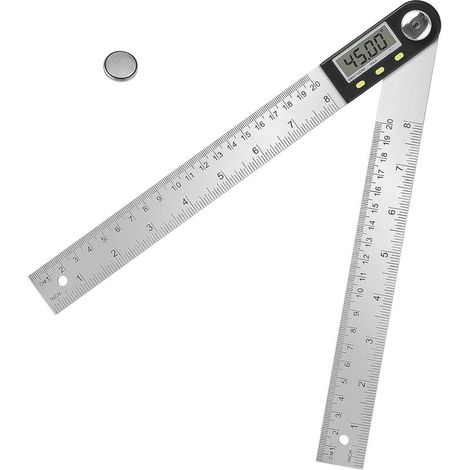 Digital Angle Ruler, 200mm Stainless Steel Digital Protractor with Zero and Lock Function, LCD Display, 360° Angle Measurement, for DIY, Woodworking, Drawing (1/5)