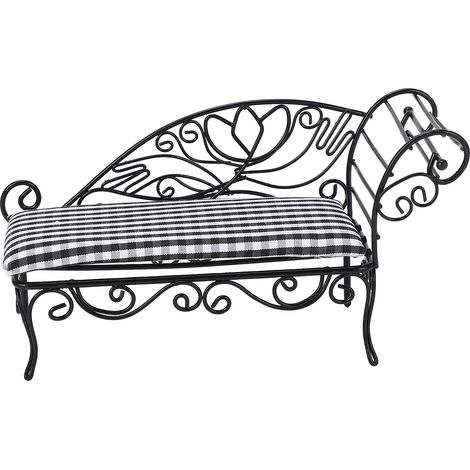 Lit miniature pour maison de poupée à l'échelle 1:12, mobilier en fer pour maison de poupée, lit de jour miniature en fer pour maison de poupée, noir (1/5)
