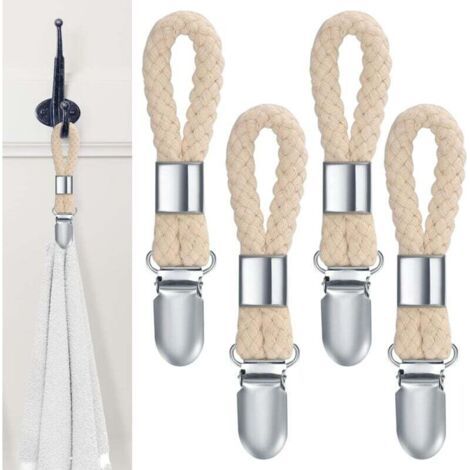 11,5 x 2,3 cm, 4 Stück Handtuchklammern, Geschirrtuchhaken, Badezimmer-Handtuchhaken, Schrank-Handtuchklammern zum Aufhängen von Handtüchern zum Aufhängen von Geschirrtüchern