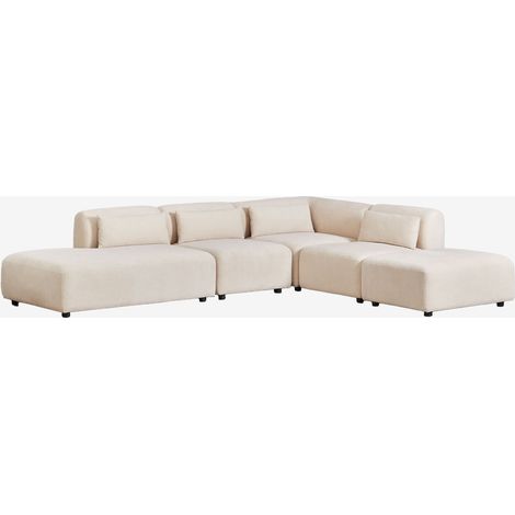 Divano componibile angolare in 4 pezzi con chaise longue sinistra e pouf Fogler SKLUM