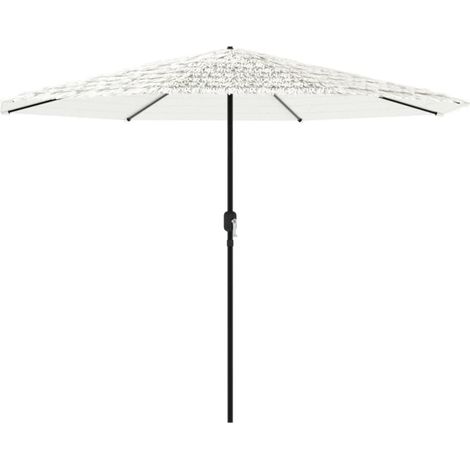 Sombrilla de jardín con mástil de acero protección UV y lluvia 388 x 388 x 248 cm diseño moderno poliéster blanco 020056411