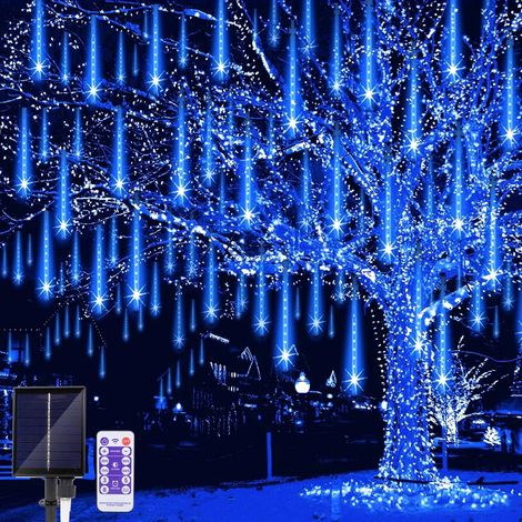 Guirlande lumineuse solaire 30 cm 10 tubes LED étanche pluie de météores éclairage de Noël pour sapin de Noël fête balcon (1/5)
