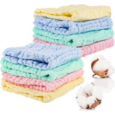 Lot de 8 langes en mousseline pour bébé, comprenant des couvertures d'emmaillotage douces. (1/5)