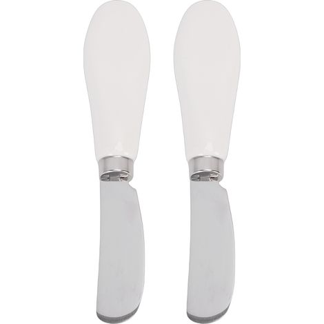 2pcs Étaleur Beurre Lave-Vaisselle Qualité Alimentaire Inox – Outil Étaler avec Poignée Céramique Confiture Fromage, Blanc (1/5)