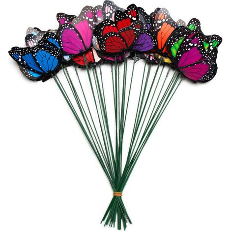 50 PCS Papillons de Jardin, Jardin Papillons Stakes Ornements de Jardin pour Décoration de Plante, Cour de Jardin, Décoration de (1/5)