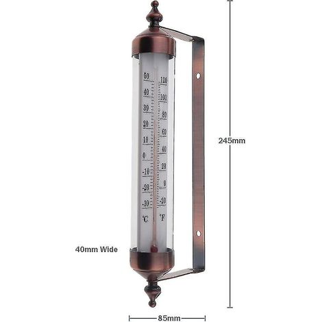 Thermomètre d'extérieur au design effet bronze - Thermomètre de jardin élégant, idéal pour une utilisation en extérieur, mur, serre ou garage. (1/3)