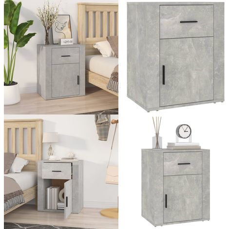Nachttisch Betongrau 50x36x60 cm Holzwerkstoff - Nachttisch - Wohnzimmer - Bettseitiger Tisch - Holzmöbel - Grau - Home & Living
