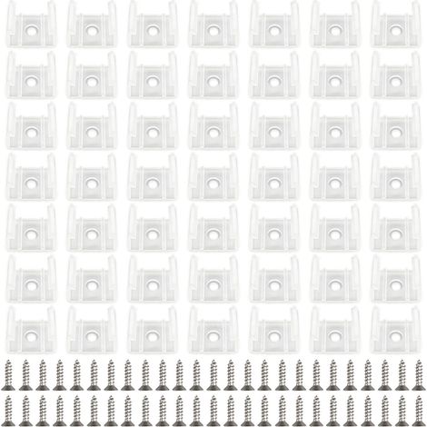 50 Pièces Fixation Ruban LED, Néon Montage Clips Support Montage, Inclure Vis pour 8mm à 14.5mm Silicone LED Néon Bande Lumineuse, Contient 50 vis, Blanc (1/5)
